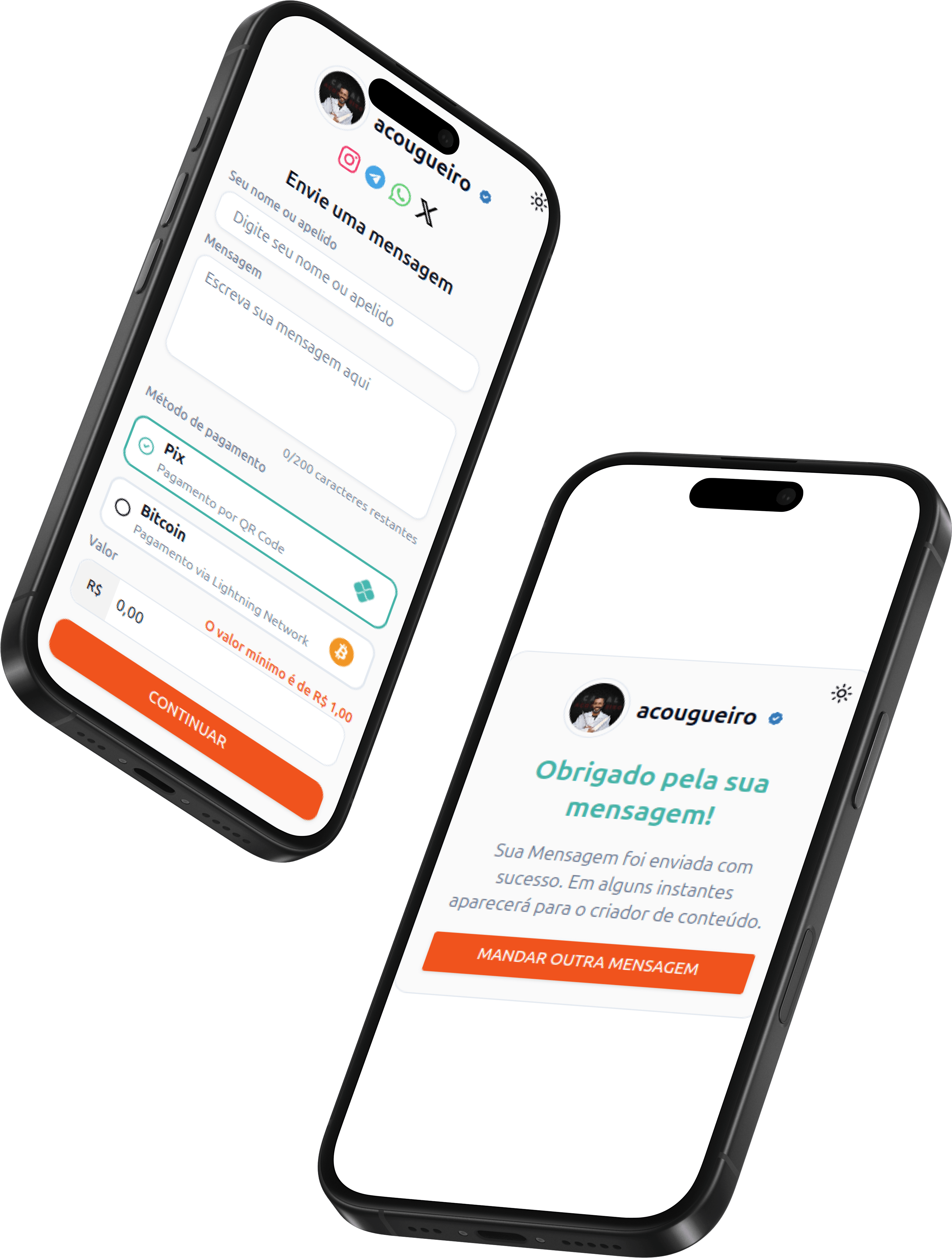 Screenshot da interface da plataforma LiveTip: plataforma de doações para criadores de conteúdo